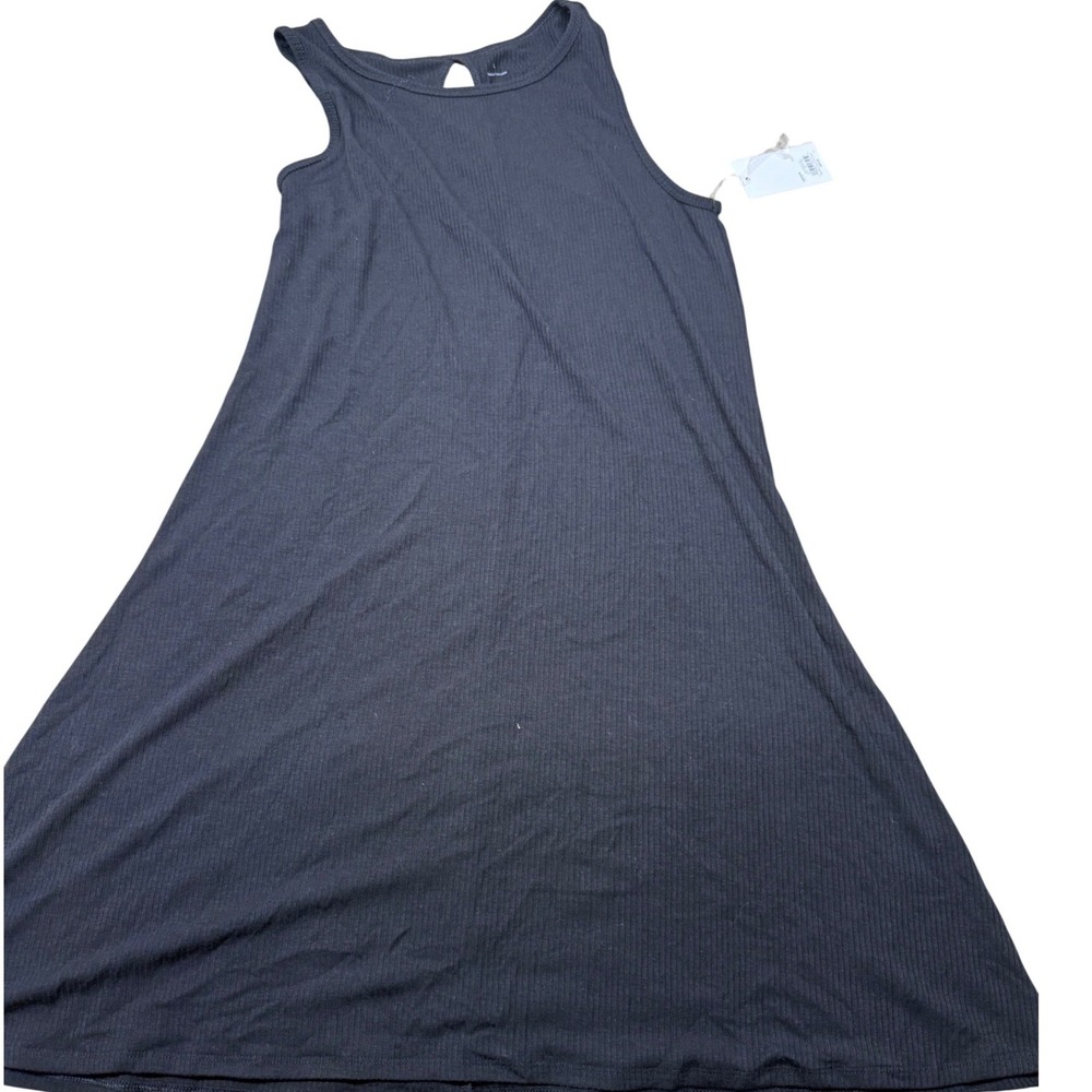 SO Womens‎ Black Ribbed Knit Sleeveless A-Line Swing Dress Size Large Keyhole